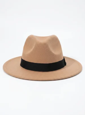 chapeau fedora fibre feutrée urbain sobre unisexe - Vue 1 - chapeau fedora