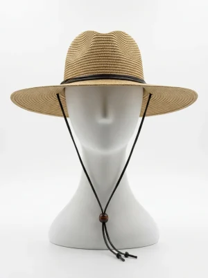 Chapeau fedora paille de papier bord large voyage élégant - Vue 1 - chapeau fedora