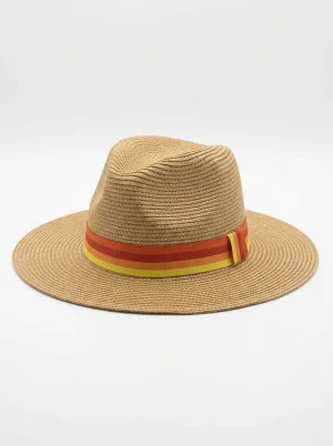 chapeau fedora paille lanière voyage protection solaire mixte - Vue 1 - chapeau fedora