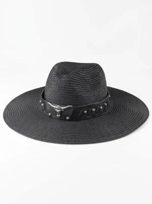 Chapeau fedora paille large bord soleil rustique homme - Vue 1 - chapeau fedora