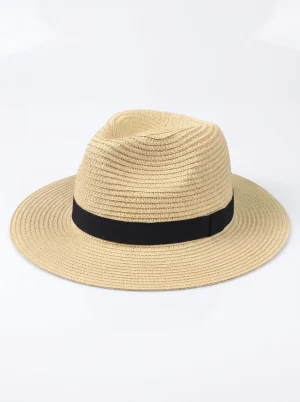 chapeau fedora paille naturelle personnalisé homme vacances - Vue 1 - chapeau fedora
