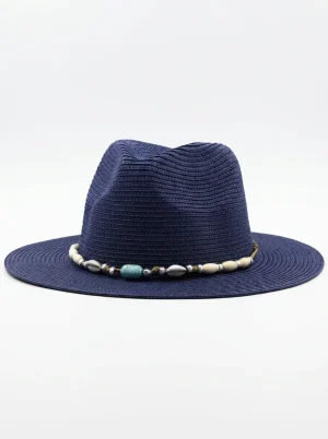 Chapeau fedora paille tressée lanière raffinée femme - Vue 1 - chapeau fedora